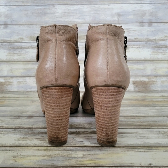 Geox Respira Kali Leather Block Heel Side Zip Boots EUR Size 41/US 10-10.5 Sand - Picture 8 of 12